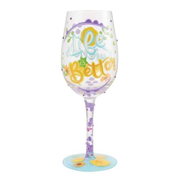 Life with Friends Wine Glass Hot on Sale