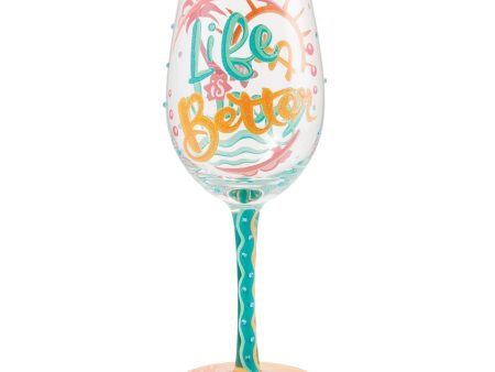 Life At The  Beach Wine Glass Online