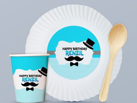 Little Man Theme Party Cups and Plates Combo Sale