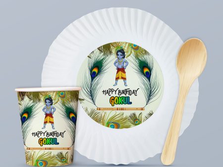 Little Krishna Theme Party Cups and Plates Combo For Sale