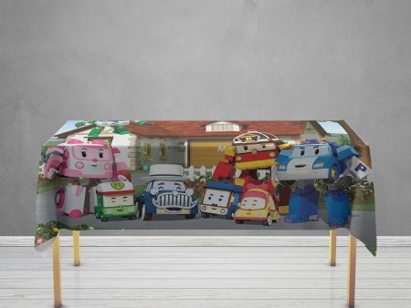 Robo Poli Theme Cake Tablecover Supply