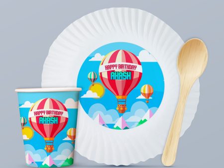 Hot Air Theme Party Cups and Plates Combo Supply